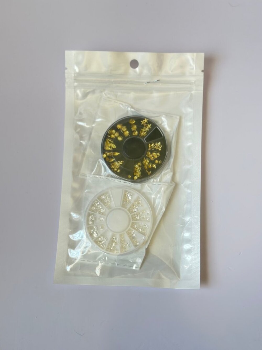 Nail Art Decoration Wheels - Gold & Silver/Clear Charms Stars, 2-Pack, New